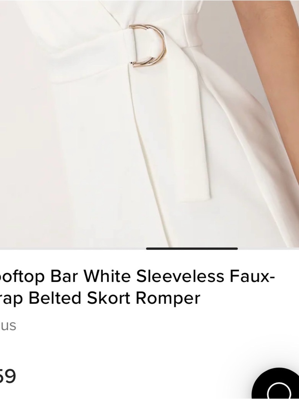 NWT- Lulu's rooftop White Sleeveless Faux-Wrap Belted Skort Romper - Picture 4 of 8